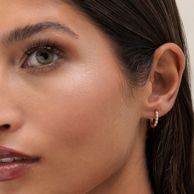 Mini Pearl Hoops